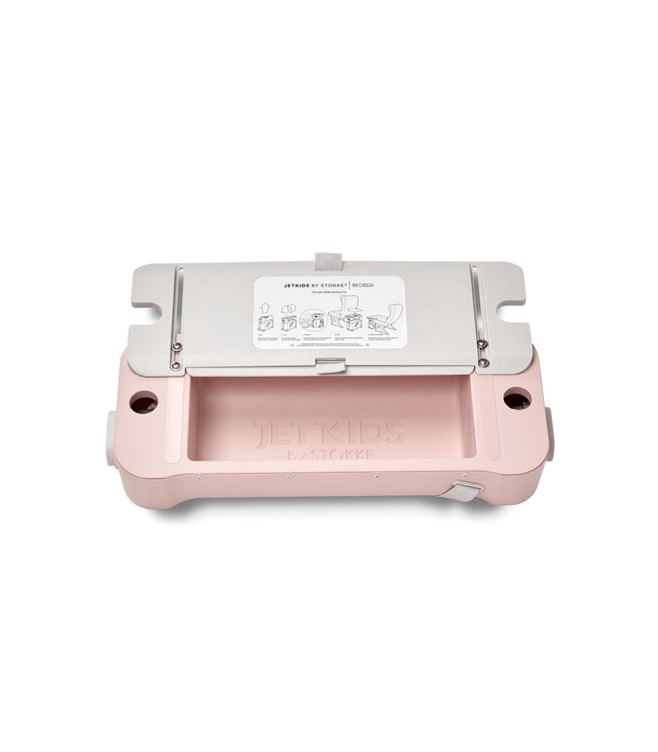JetKids by Stokke® RideBox Blue Sky. Lid with extendable plate, open. galery image 2