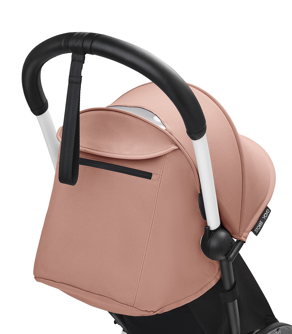 Stokke® YOYO3® 6+ Ginger. White Frame. Handle bar, close-up. Angled. galery image 3