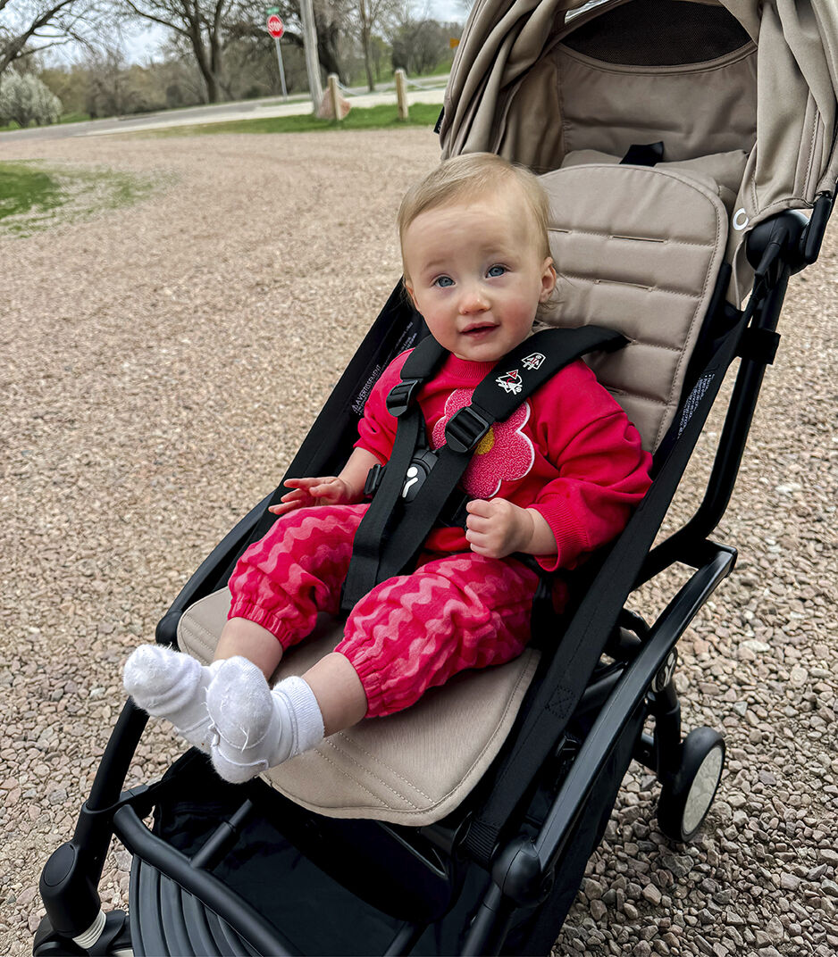 Stokke® YOYO³ stroller from 6 months - Taupe on Black, Taupe with Black Frame, mainview