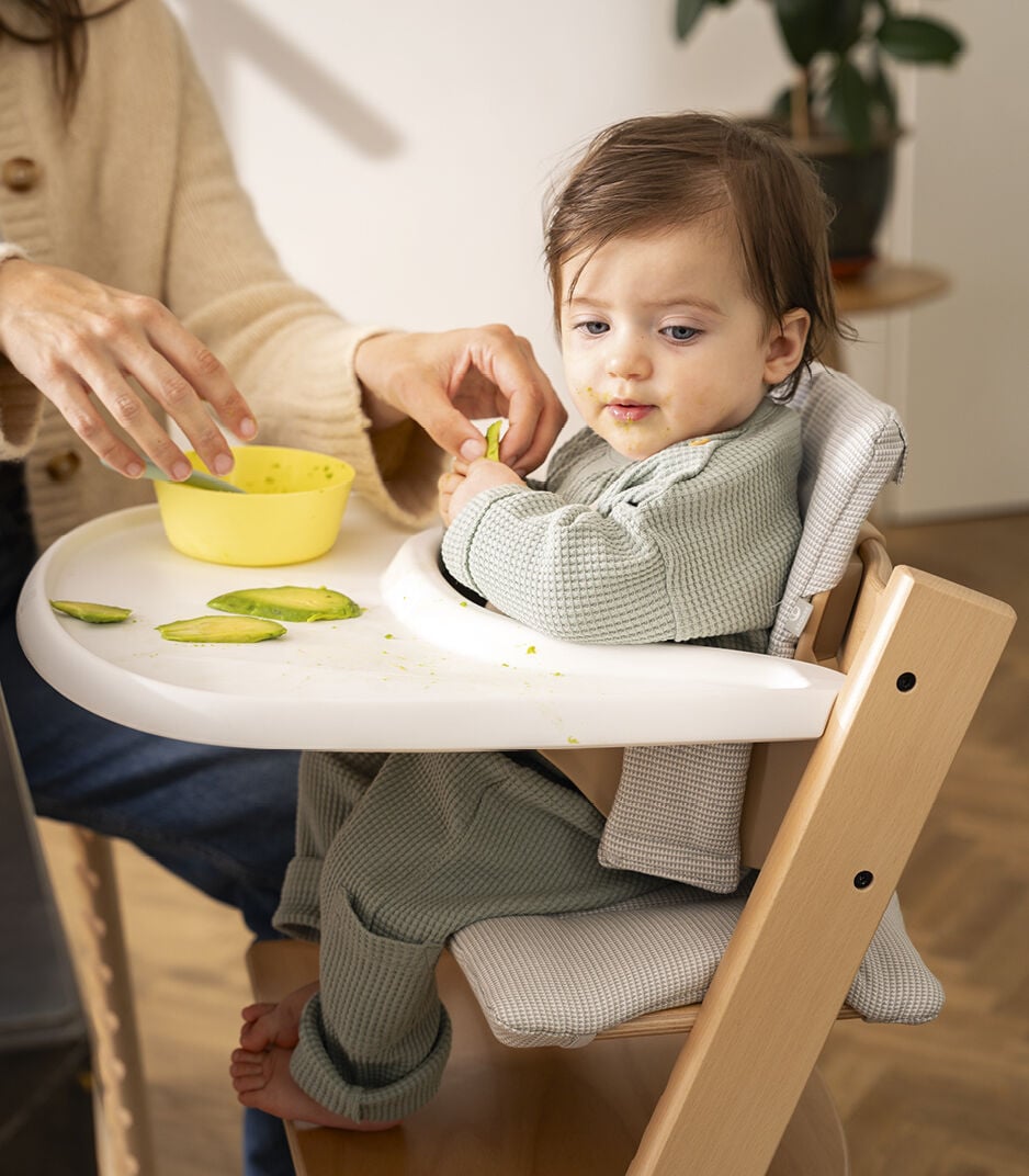 Cuscino Seggiolone Stokke Tripp Trapp In Cotone Rivestito | Motivo Orsacchiotti Grigio-Verde - Antimacchia E Lavabile