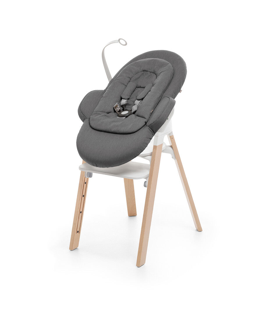 Stokke® Steps" Chair, Beech Natural, with Newborn Set Deep Grey.