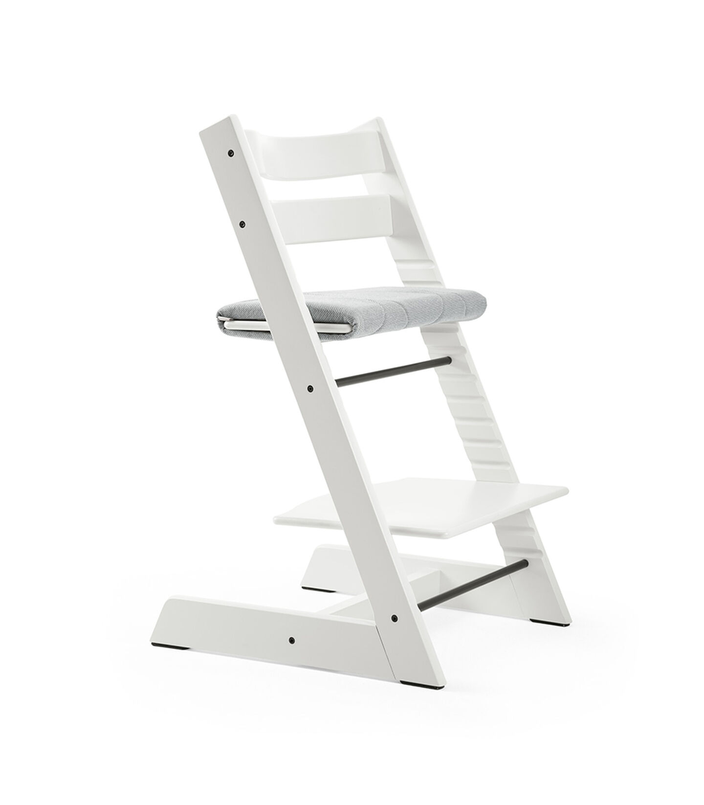 Tripp Trapp&reg; White with Junior Cushion Slate Twill.