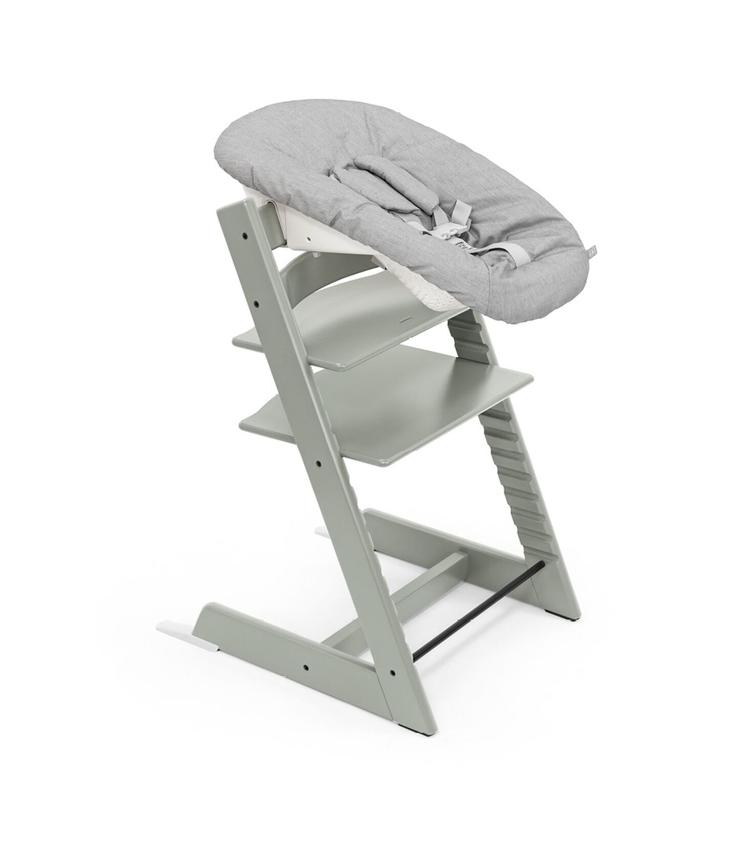 Tripp Trapp® chair Glacier Green and Newborn Set with Grey Textile Set. view 8