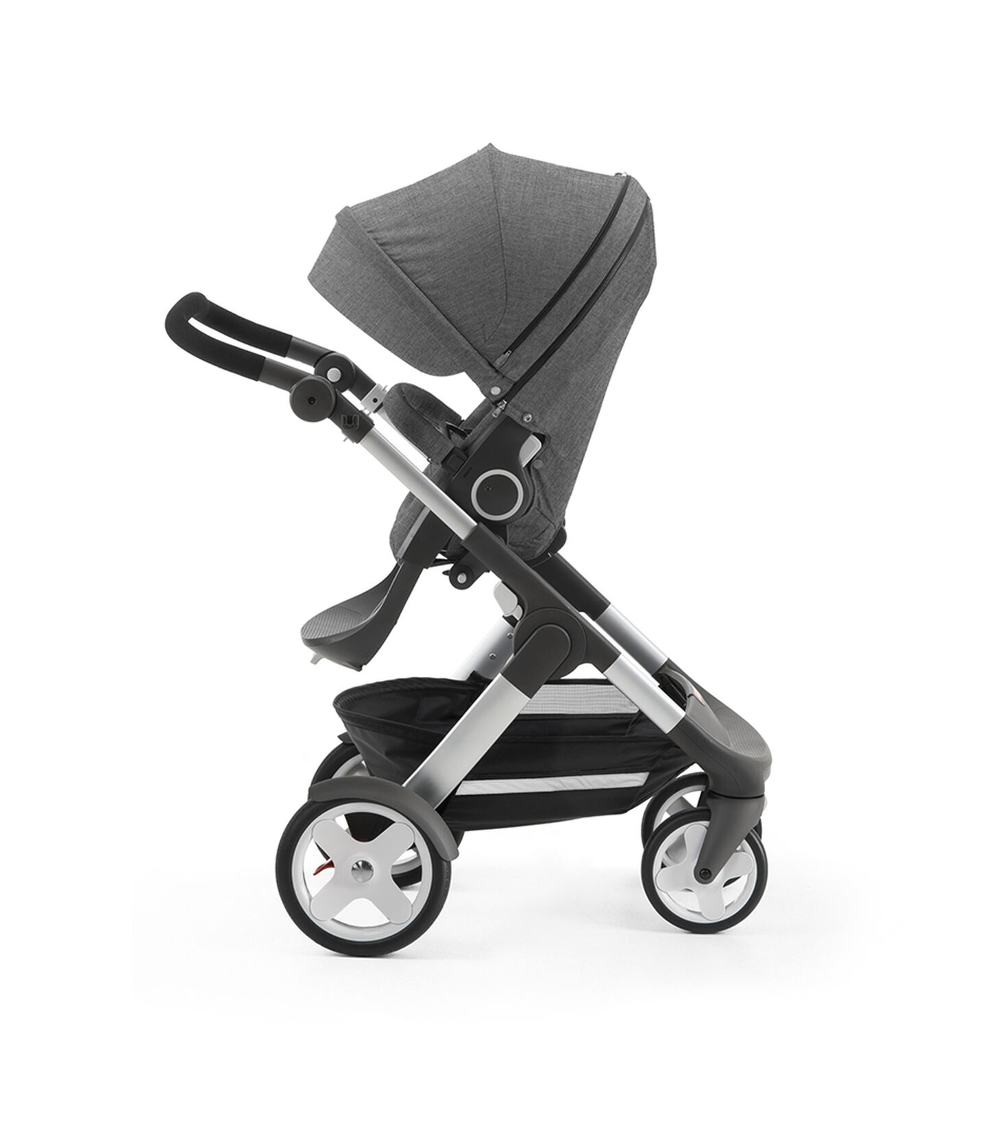Stokke® Trailz with Stokke® Stroller Seat, parent facing, rest position. Black Melange. view 2