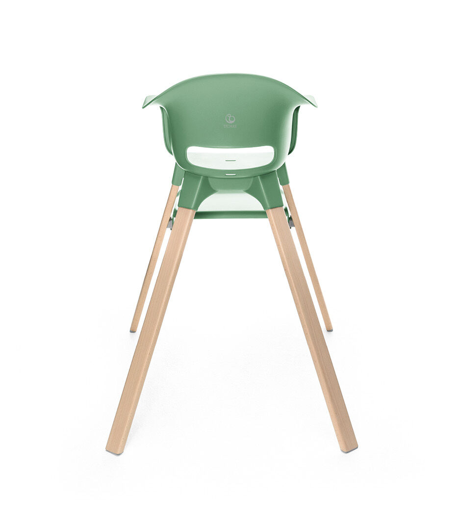 Stokke® Clikk™ High Chair. Natural Beech wood and Clover Green plastic parts.