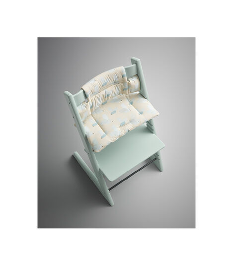 Tripp Trapp® Soft Mint with Classic Cushion Birds Blue. Styled. view 2