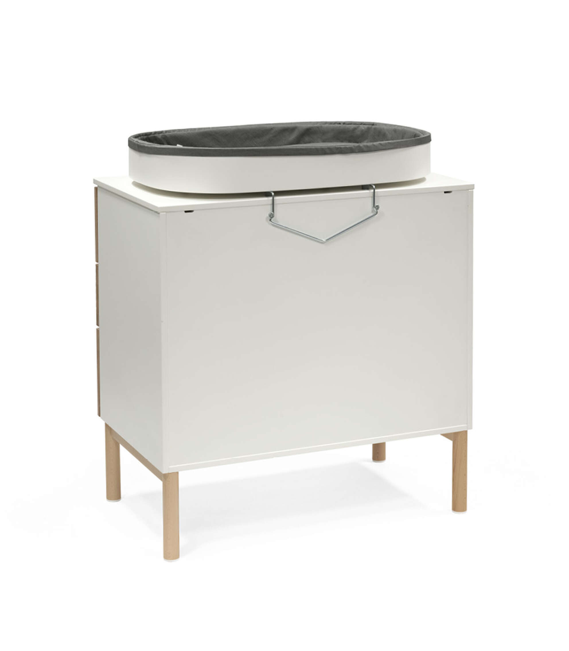 Cassettone/Fasciatoio Sebra in legno grigio con 2 cassetti