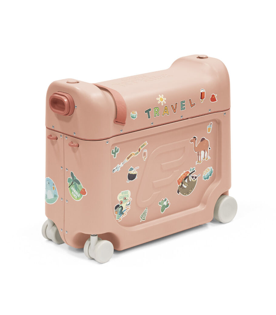 Stokke® JetKids™ BedBox™ V4. Coral Pink with Sticker set "Animal". view 1