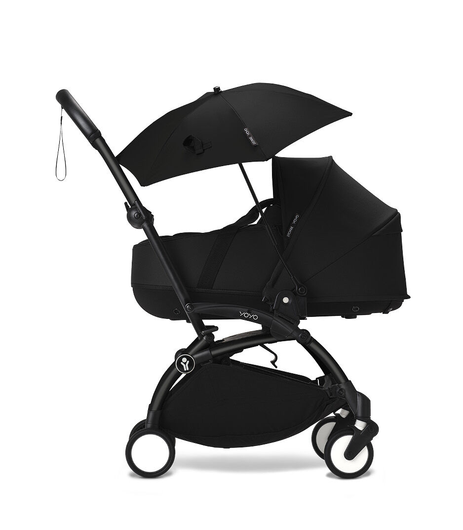 Stokke® YOYO3® Black, Newborn Shell. Black Frame. Parasol. galery image 3