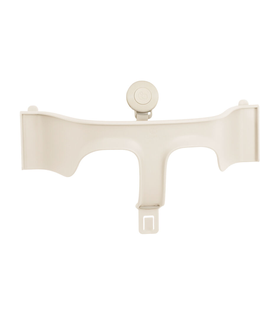 Tripp Trapp® Baby Set2 front rail, Vanilla White. US variant with Stokke Harness, Beige.