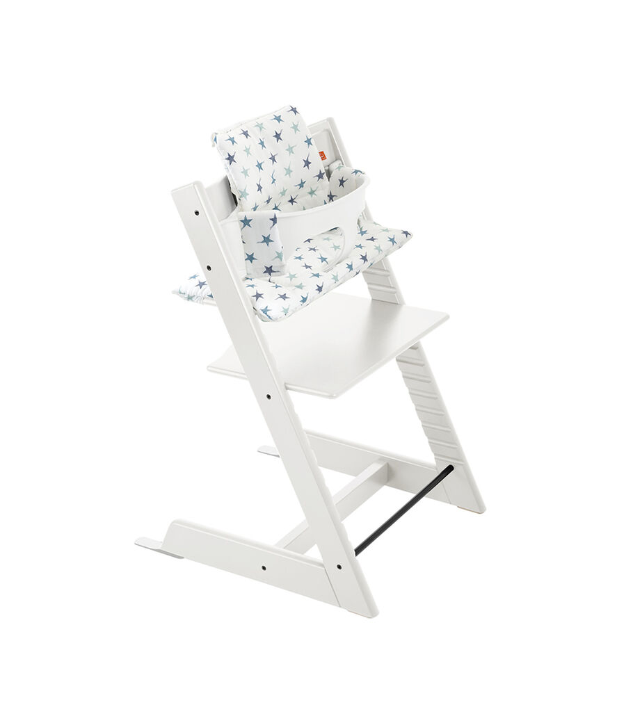 Tripp Trapp&reg; White with Aqua Star cushion