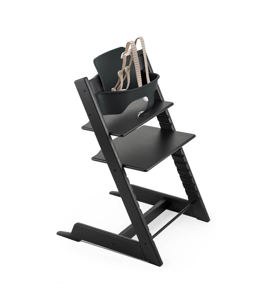 Tripp Trapp® Oak Black with Baby Set Black and Harness. Extended Glider, Black. US version. view 16