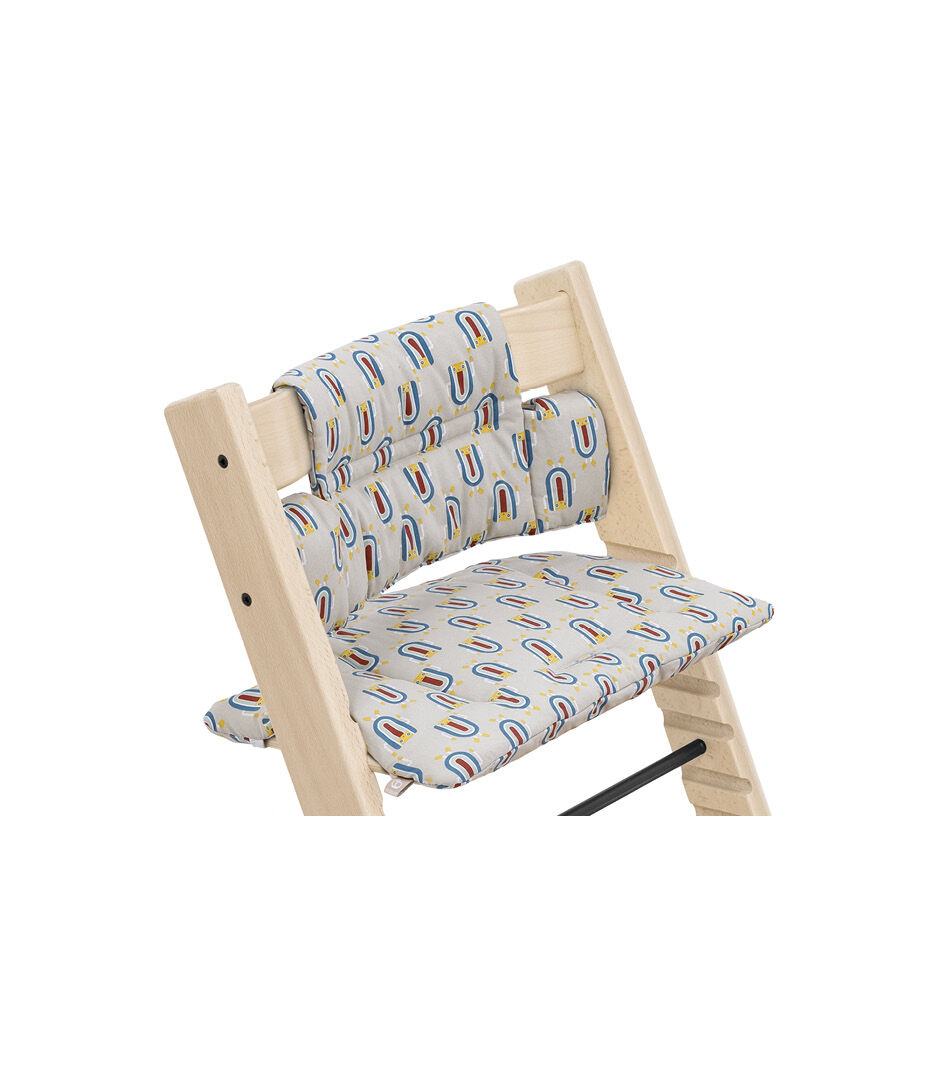 Tripp Trapp® Chair Natural with Classic Cushion Robot Grey. Detail.