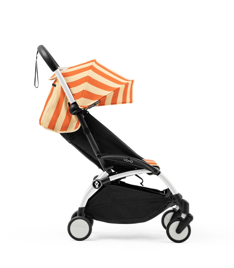Stokke® YOYO3® 6+ – Riviera Capri. Reclined seat. White frame. Side view. galery image 18