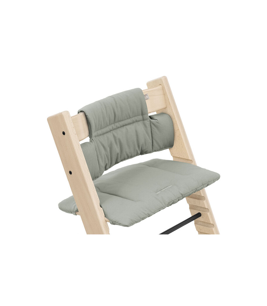 Tripp Trapp® Chair Natural with Classic Cushion Glacier Green. Close-up. view 20