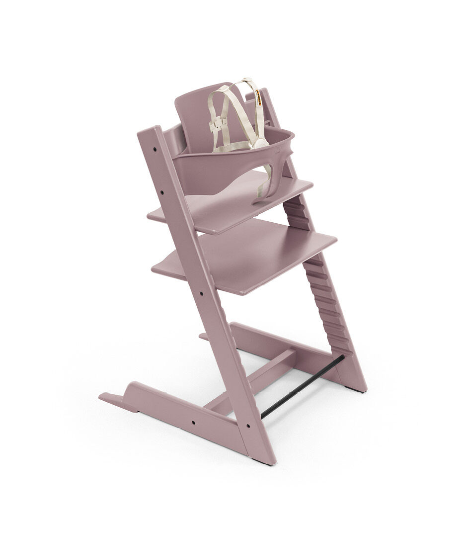 Tripp Trapp® chair Heather Mauve, Beech Wood, with  Baby Set. US version.