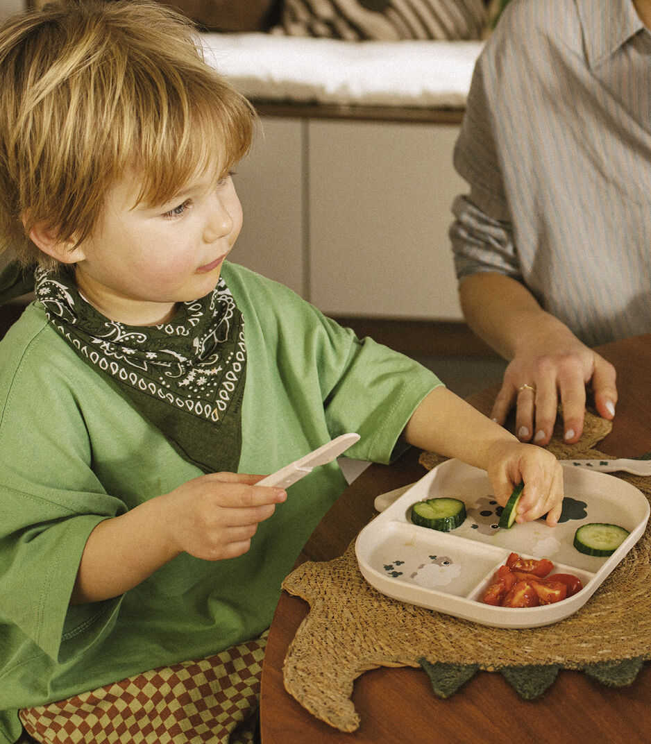Done by Deer™ Foodie Compartment Plate Tiny Farm - Sand, Tiny Farm Sand, mainview