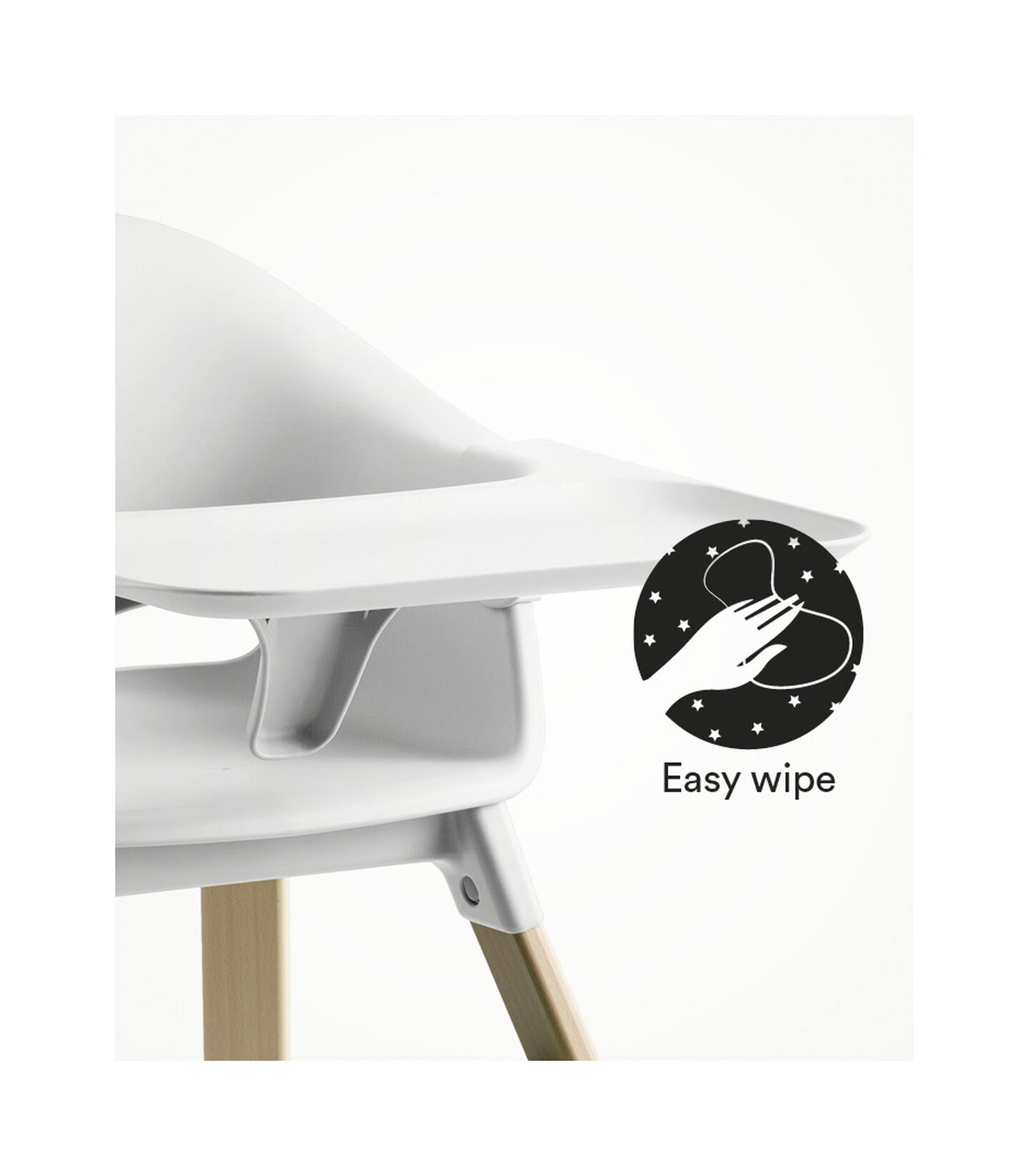 Stokke® Clikk™ High Chair with Tray, in Natural and White. Easy Wipe. view 5