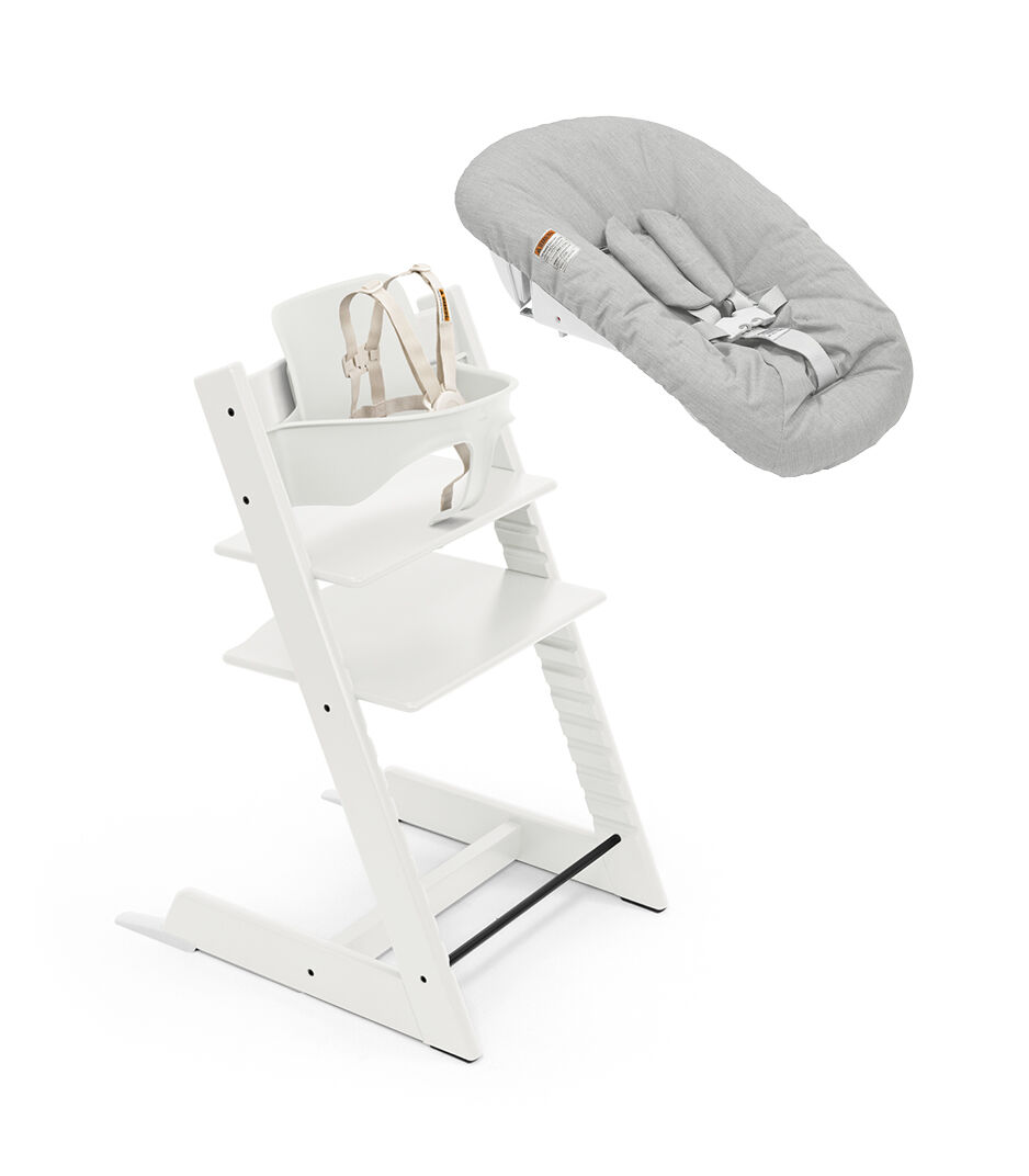 Tripp Trapp® High Chair White. Bundle, with Newborn Set White/Grey
