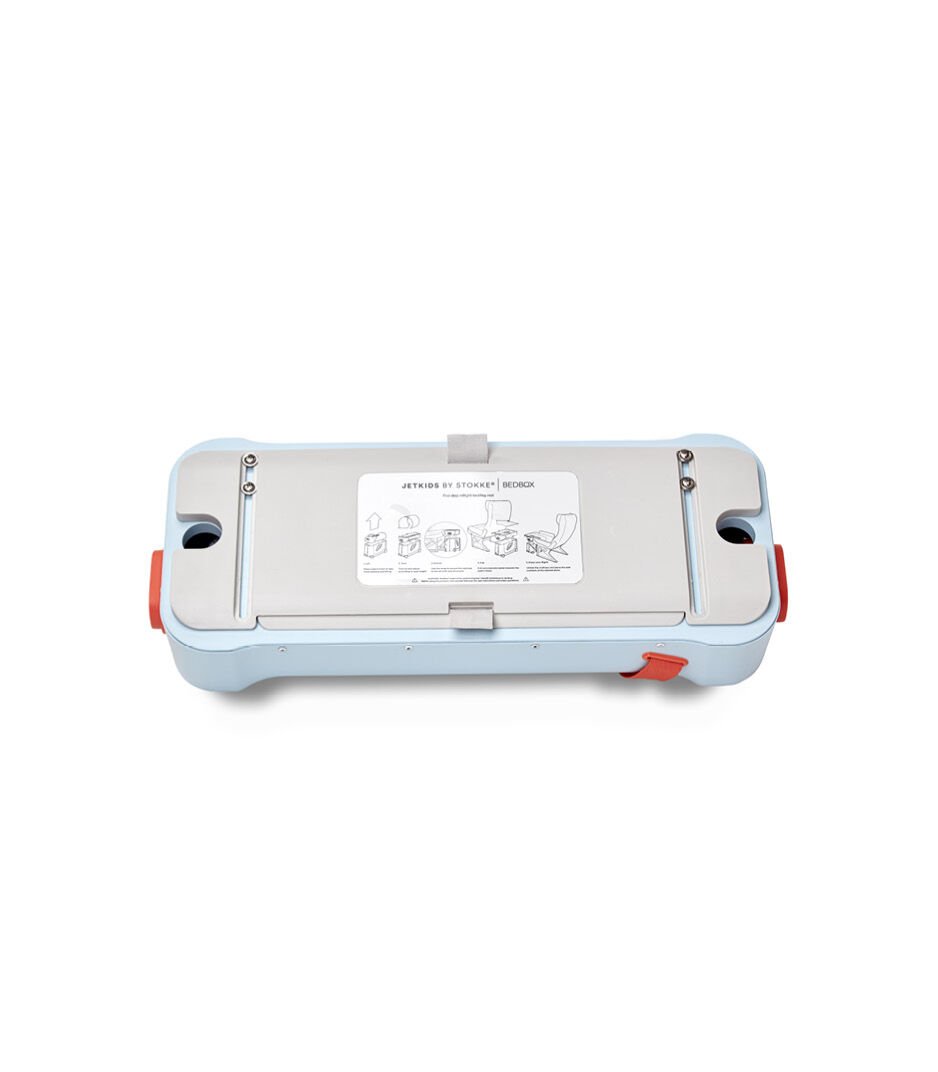 JetKids by Stokke® RideBox Blue Sky. Lid with extendable plate.