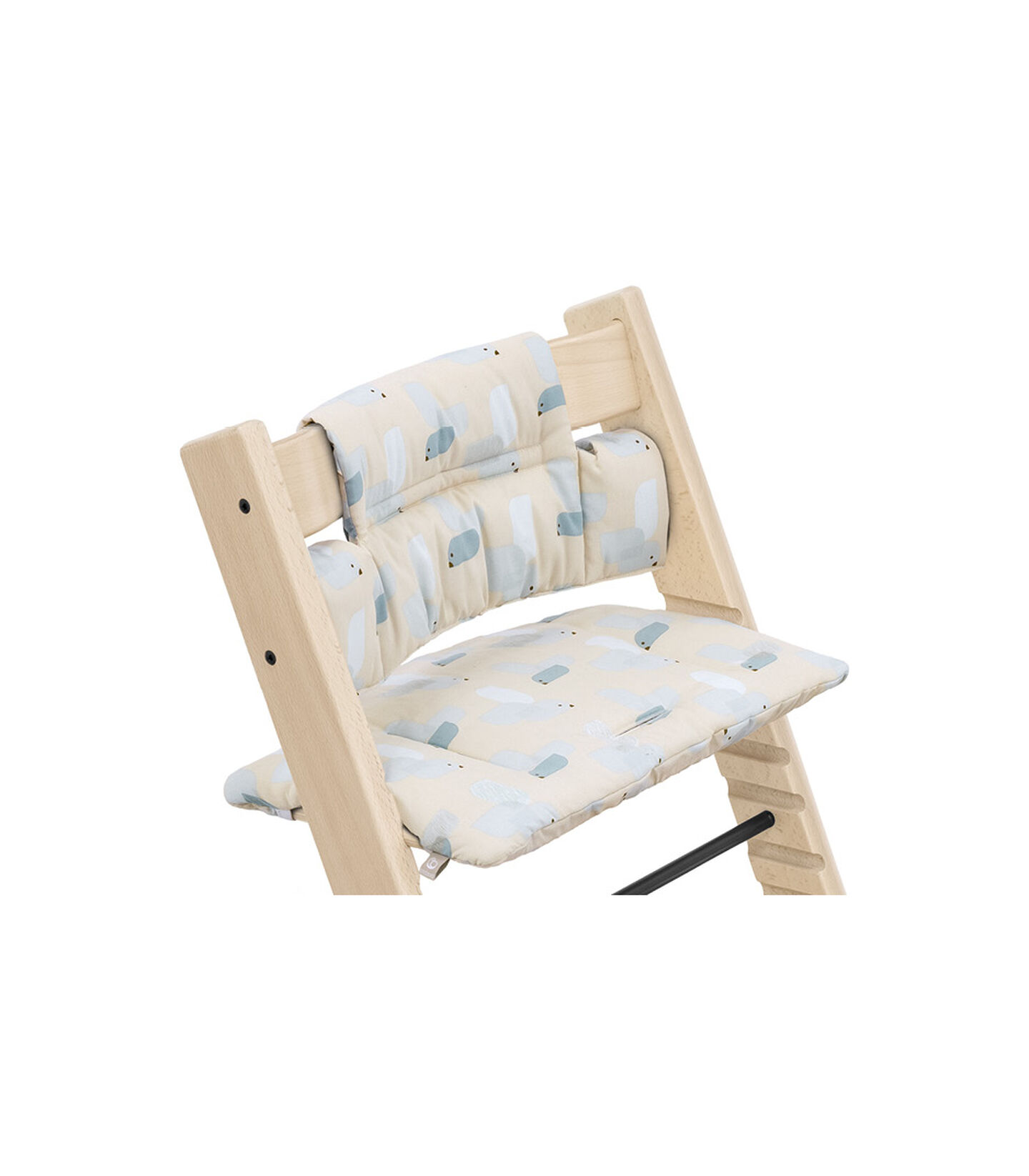 Tripp Trapp® Chair Natural with Classic Cushion Birds Blue. Detail. view 1