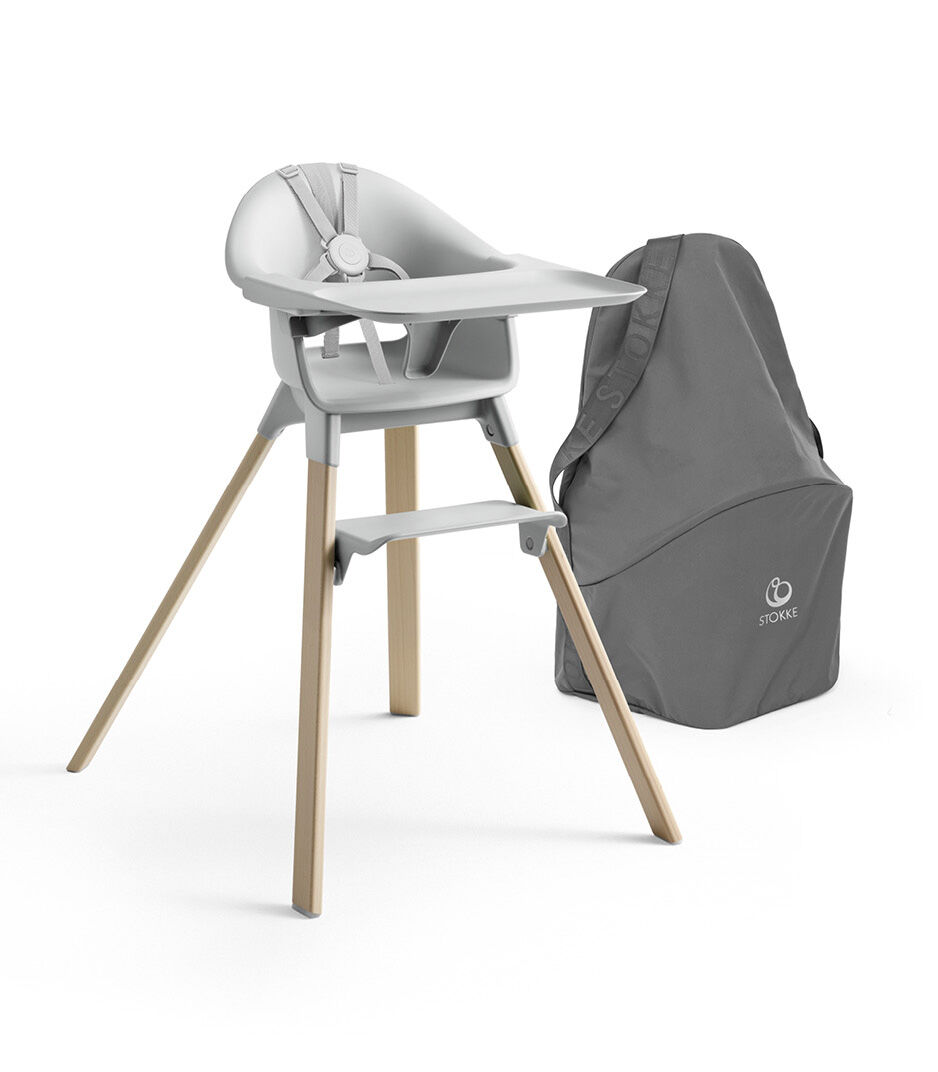 Stokke® Clikk™ High Chair Cloud Grey with Travel Bag Grey.