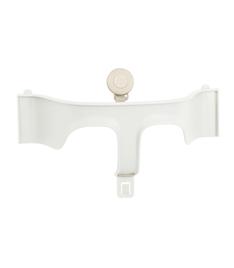 Tripp Trapp® Baby Set2 front rail, White. US variant with Stokke Harness, Beige.