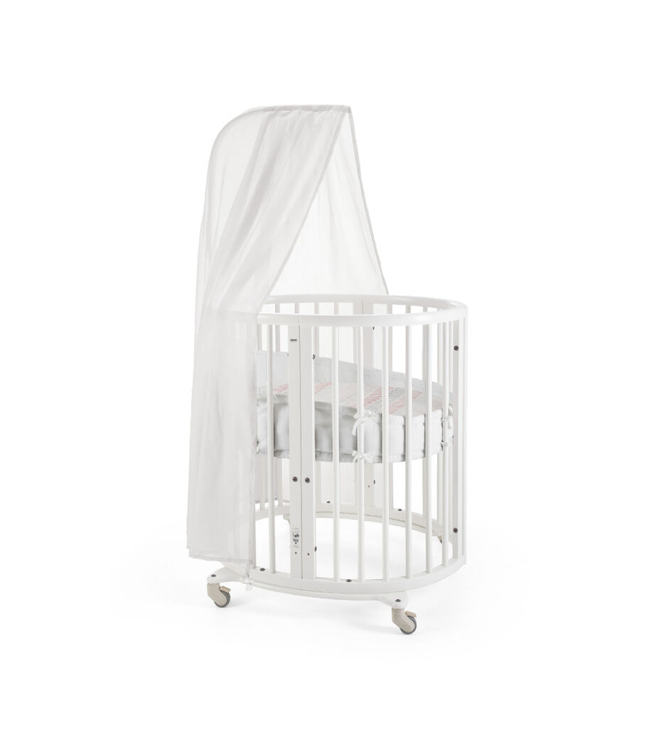 Stokke® Sleepi Mini, Natural. Canopy, Bumper and Fitted Sheet, Coral Straw. view 20