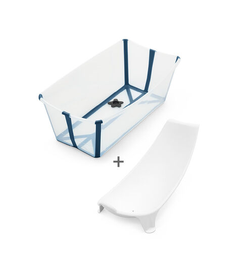 Stokke® Flexi Bath® Bundle - Bath Tub and Newborn Support, Transparent Blue. view 5
