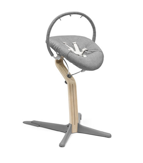 Stokke® Nomi® Chair Natural-Grey with Newborn Set Grey and Nomi Play attached. US variant. view 3