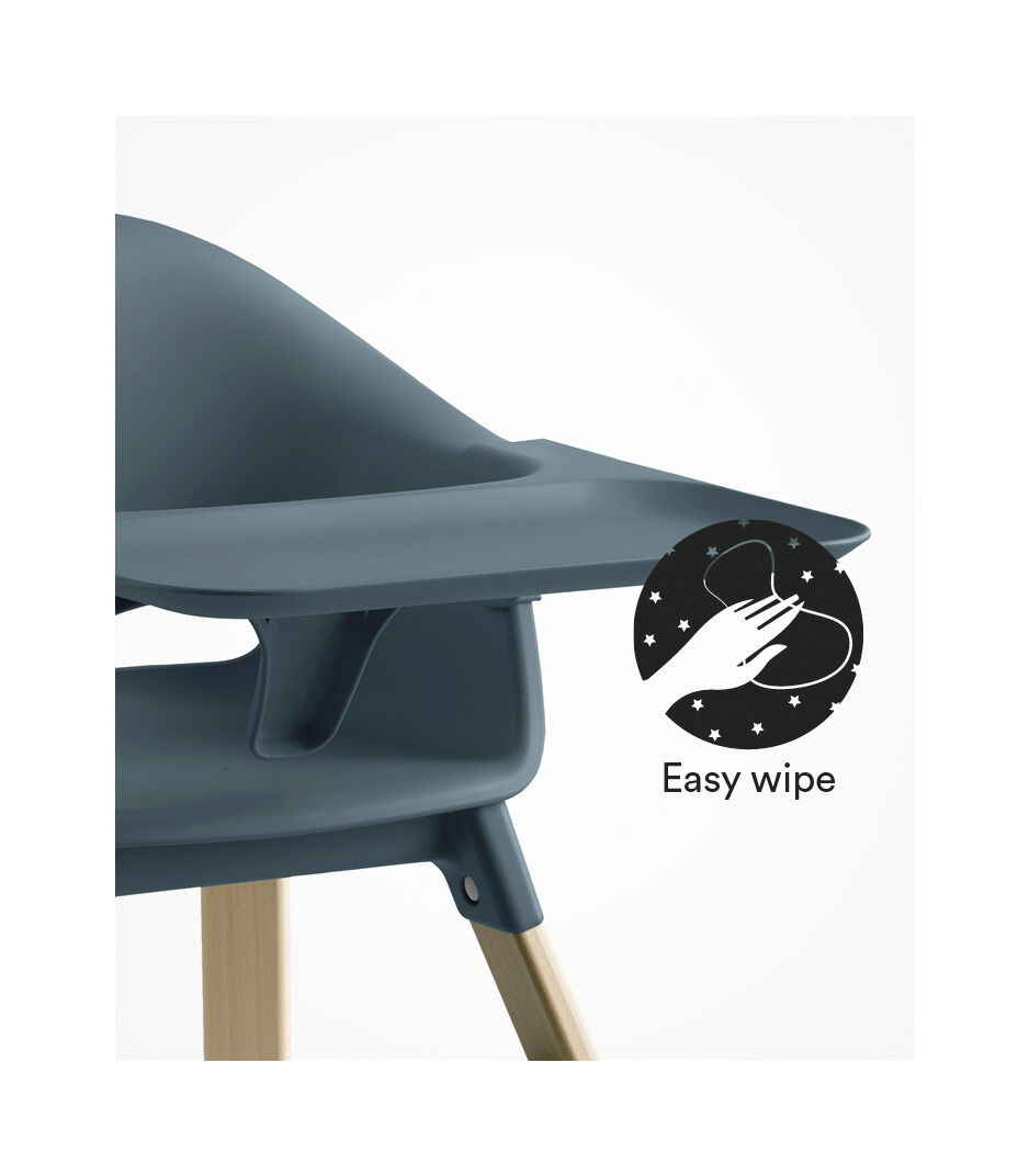 Stokke® Clikk™ High Chair with Tray, in Natural and Fjord Blue. galery image 3