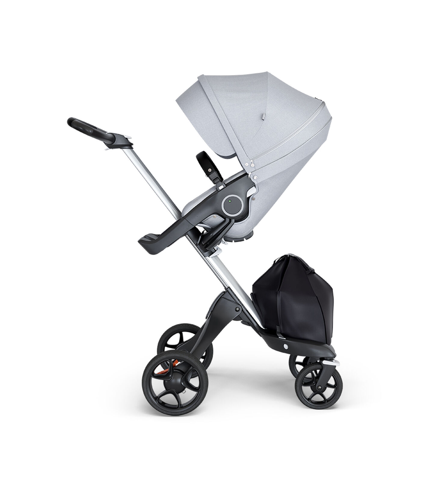 Stokke® Xplory® 6 Silver Chassis - Black Handle Grey Melange, 그레이 멜란지, mainview view 1