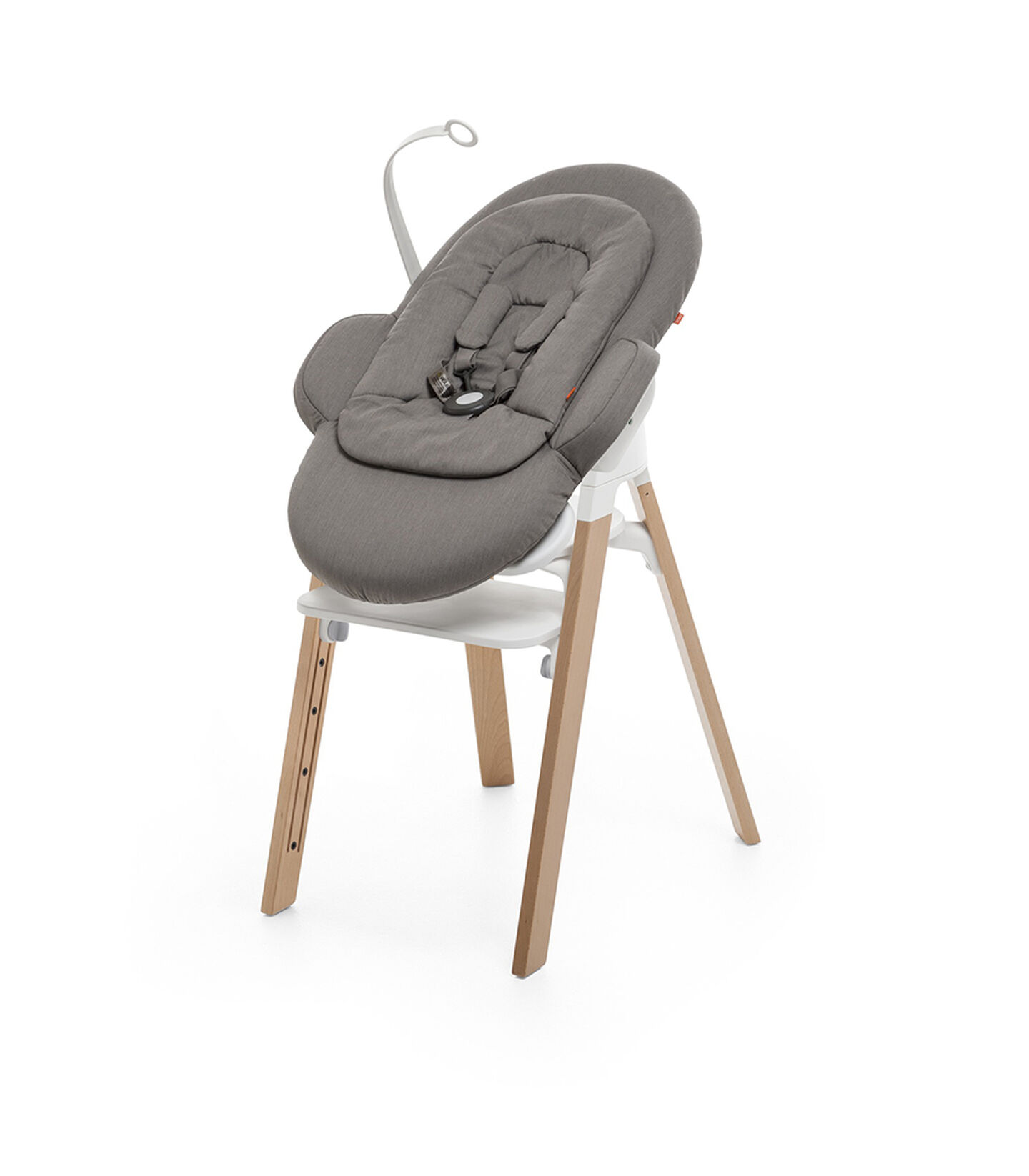 Bouncer, Blue. Mounted on Stokke Steps highchair.