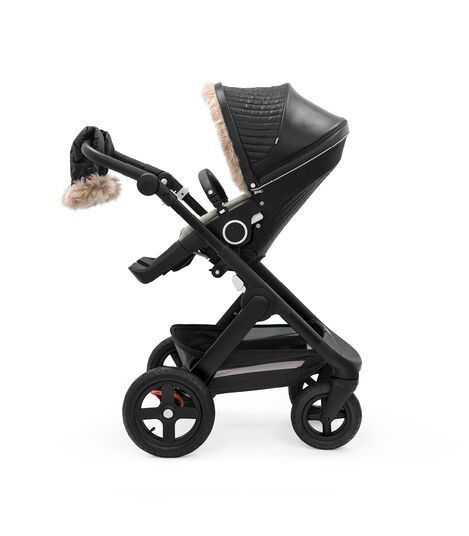 Stokke® Trailz™ Black Chassis with Stokke® Stroller Seat and Onyx Black Winter Kit. view 4