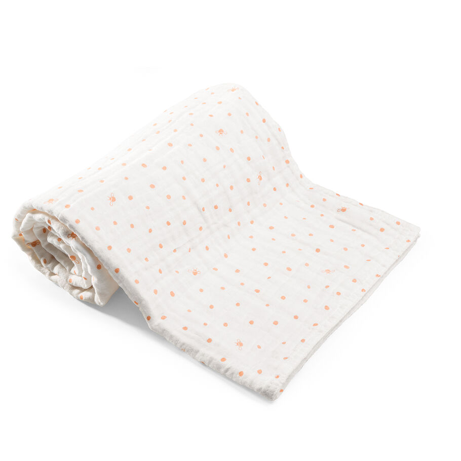 Blanket, Muslin Cotton, Coral Bee view 18