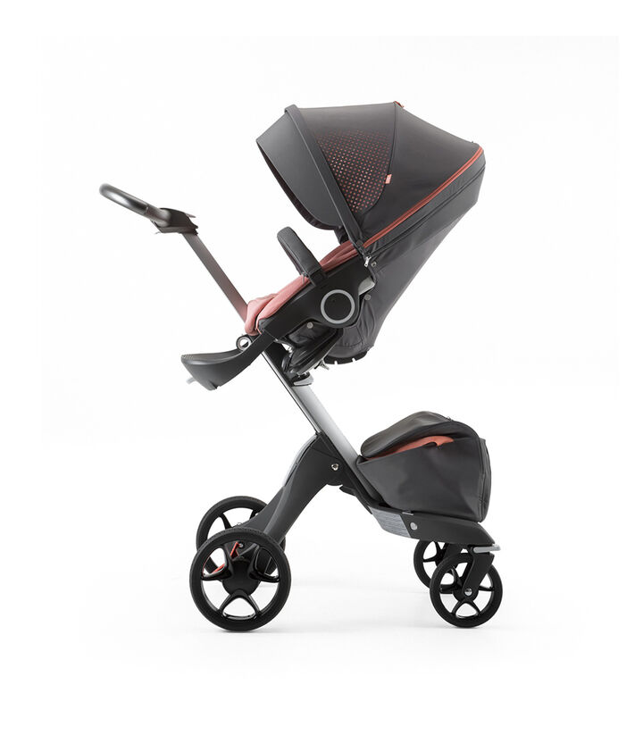 Stokke® Xplory® Silver Chassis and Seat. Athleisure Coral. view 1