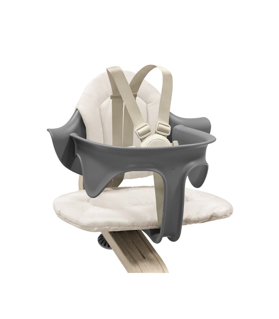 Stokke® Nomi® Chair Natural-Grey with Baby Set and Cushion, Sand. US variant. Close-up galery image 6