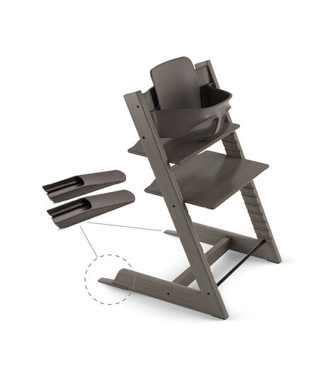 Tripp Trapp® Chair Hazy Grey, Beech, with Baby Set. view 3