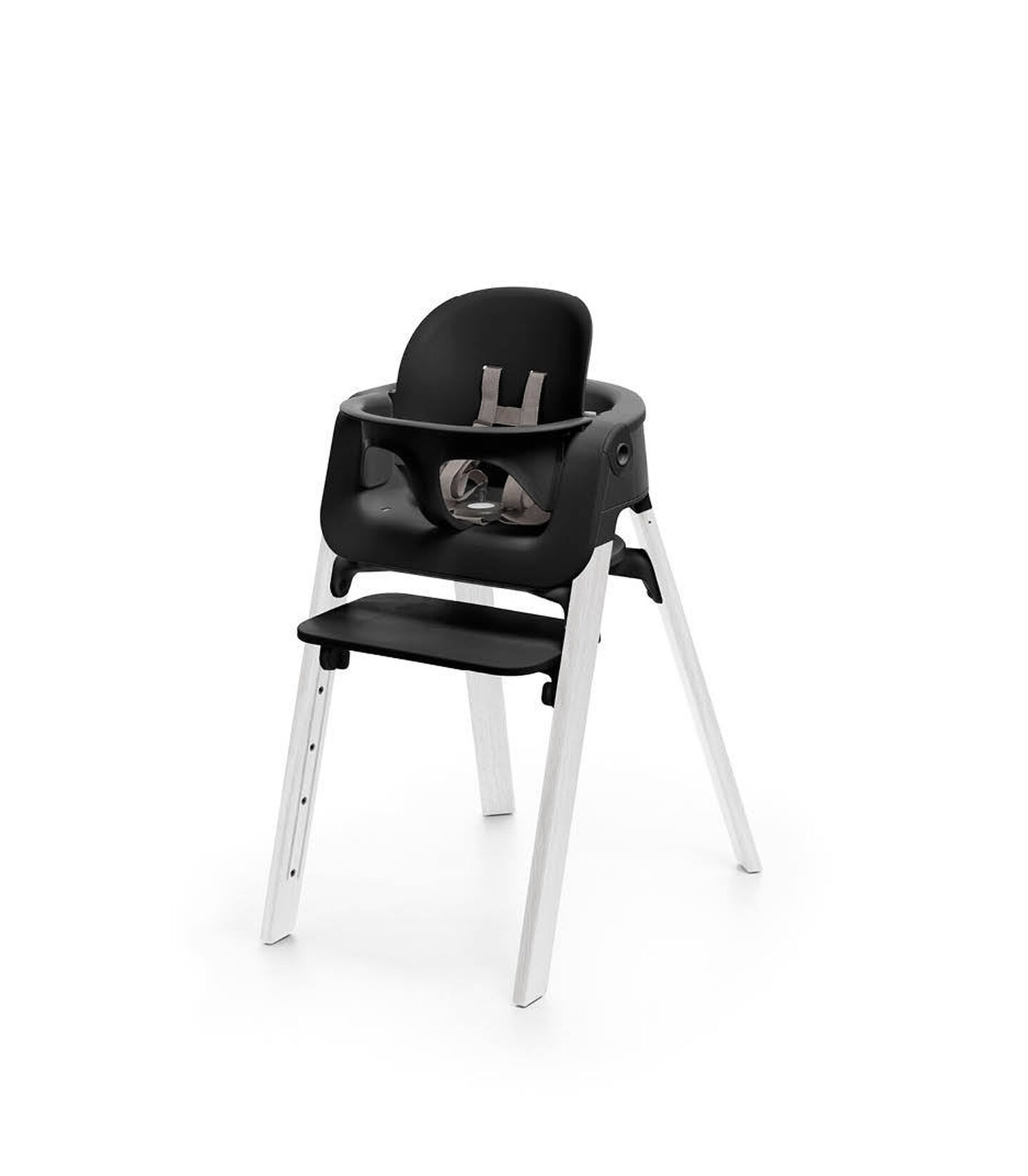 Stokke&reg; Steps&trade; Oak White chair with Baby Set Black.