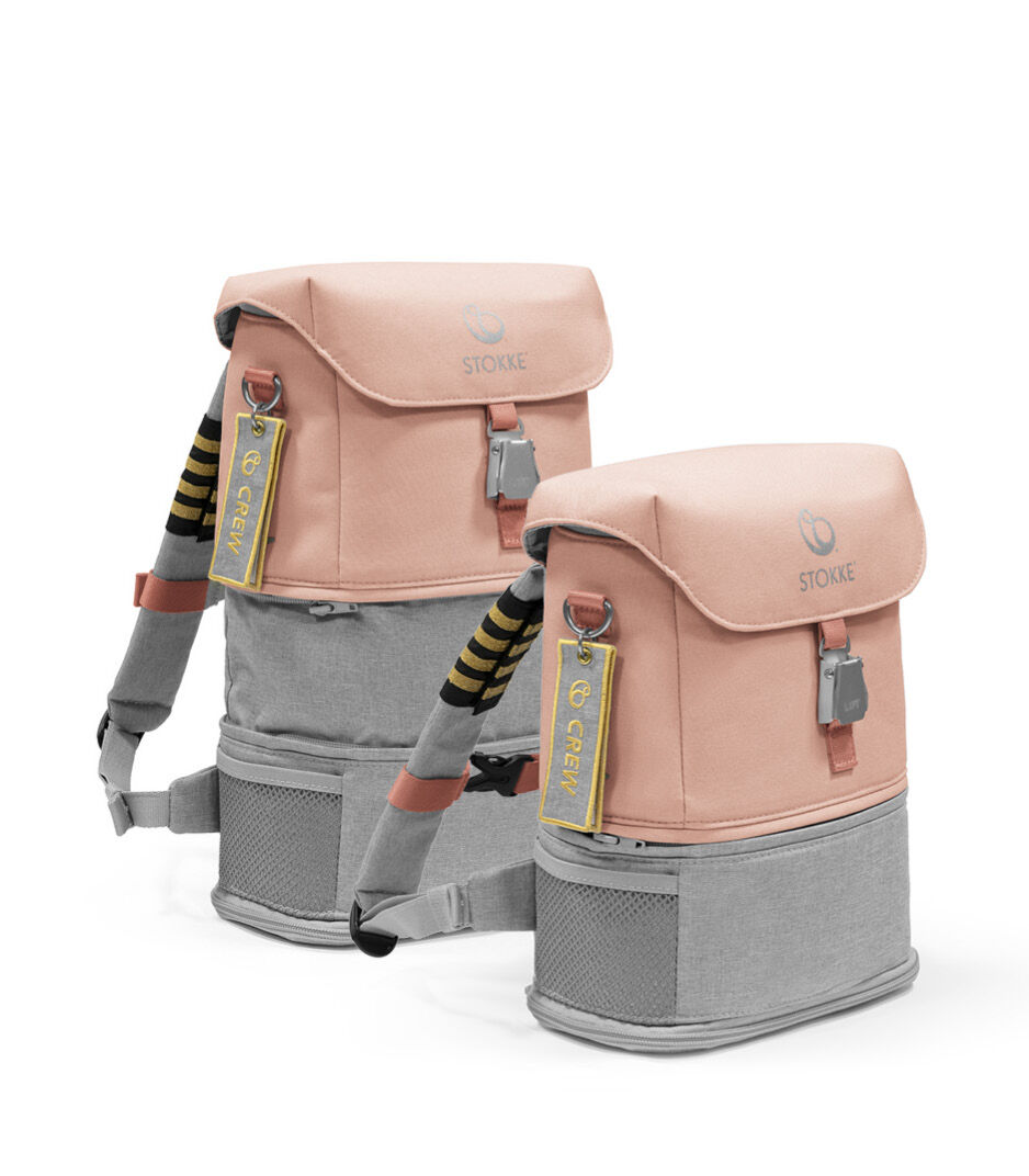 Stokke® JetKids™ BackPack, Coral Pink. Angled. Size comparison. galery image 8