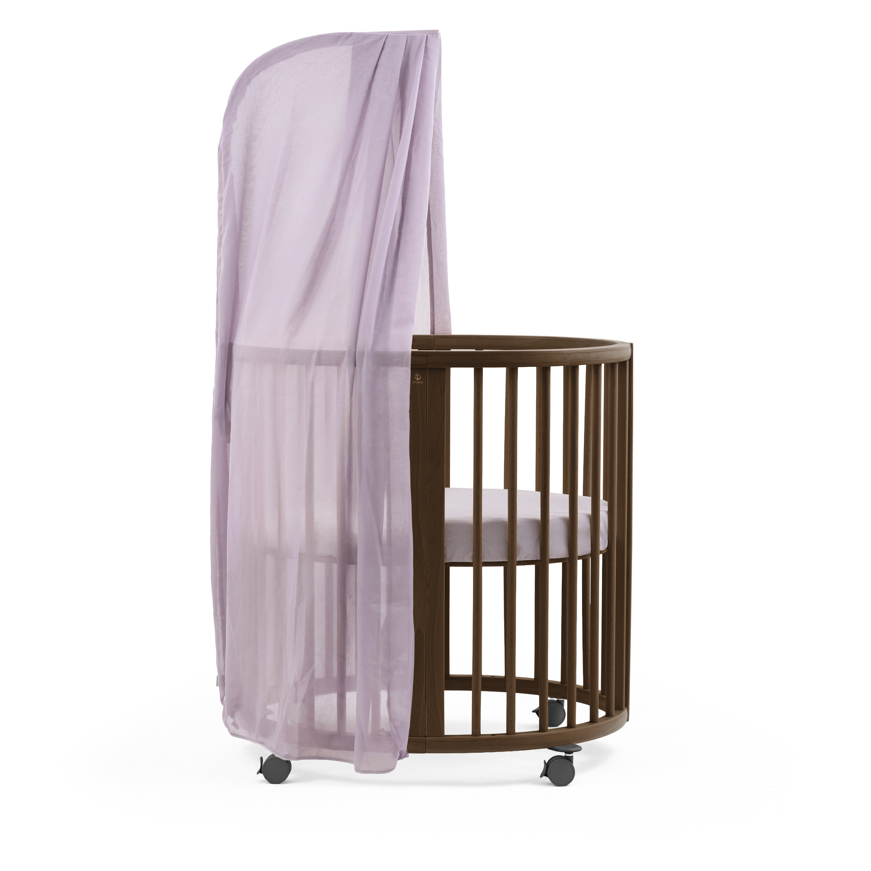 Stokke® Sleepi™ Mini Warm Brown. Fitted Sheet Lavender. Canopy Lavender. galery image 1