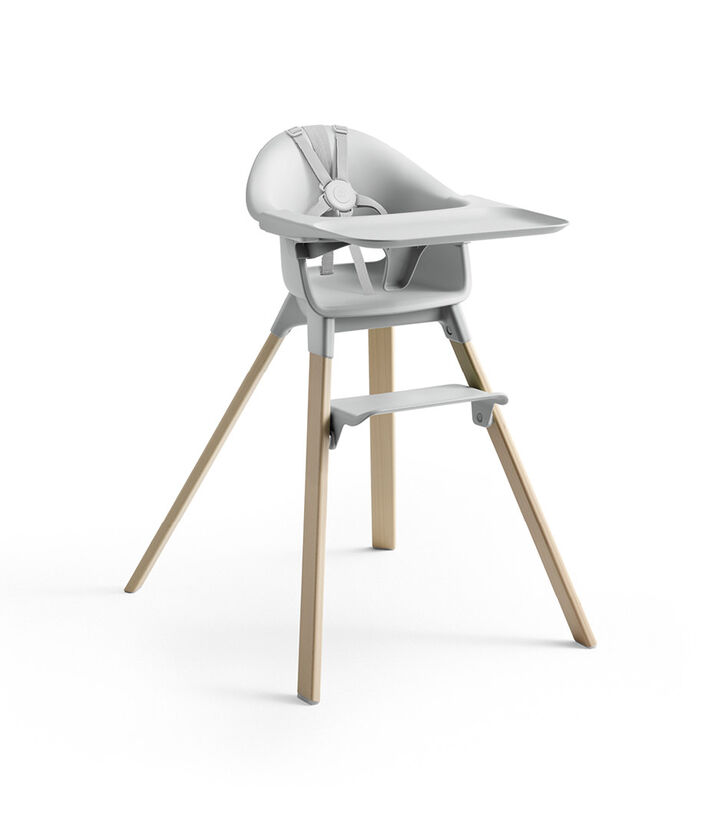 Stokke® Clikk™ High Chair with Tray and Harness, in Natural and Cloud Grey. view 1