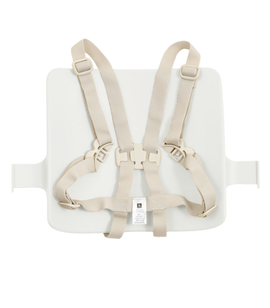 Tripp Trapp® Baby Set2 back rest, White. US variant with Stokke Harness, Beige.