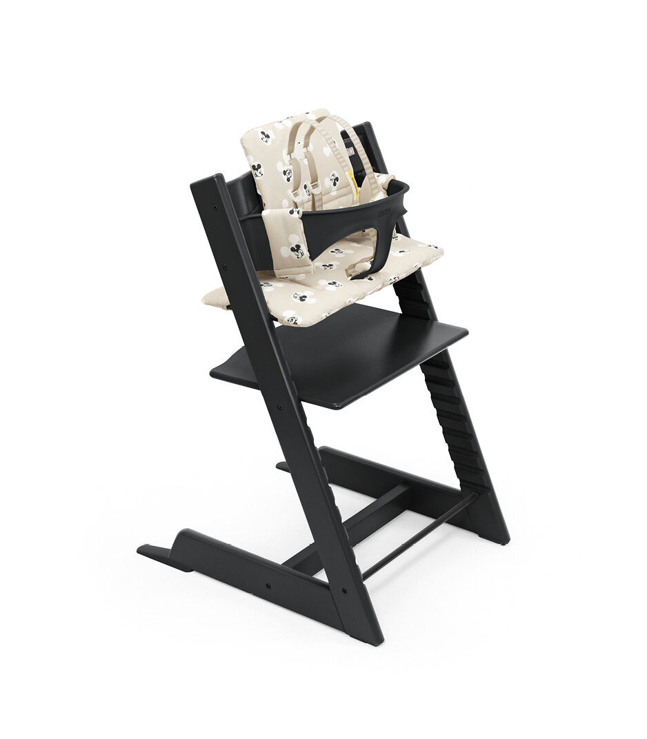 Tripp Trapp® Black with Baby Set and Classic Cushion Disney Signature. US variant with Stokke® Harness.