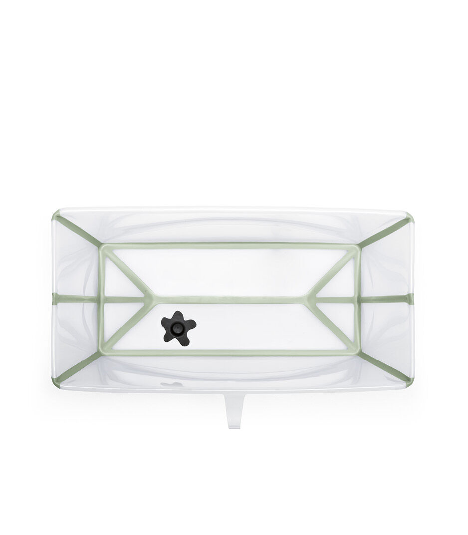 Stokke® Flexi Bath® bath tub, Transparent Green with Drain Plug "Cold". Top view. galery image 7