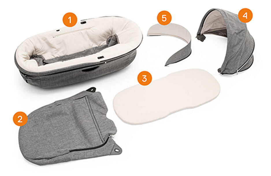 Stokke® Stroller Black Carry Cot Black Melange, , WhatsIncl view 1