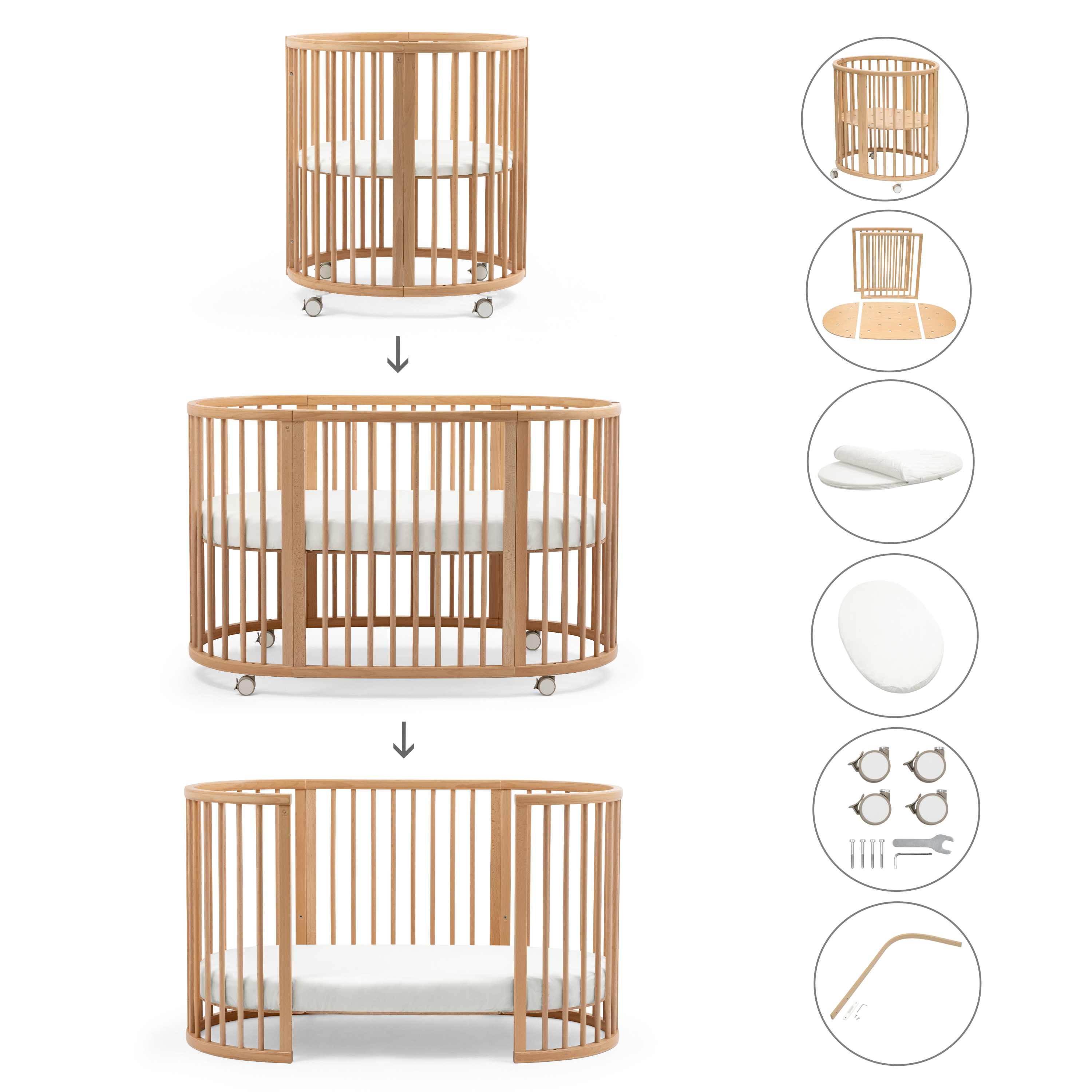 Sleepi™ 3-in-1 Convertible Crib with Mattresses and Extension Kit, , mainview galery image 2