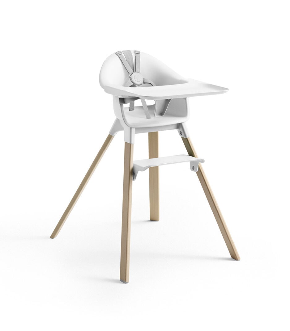 Stokke® Clikk™ High Chair with Tray and Harness, in Natural and White. galery image 3