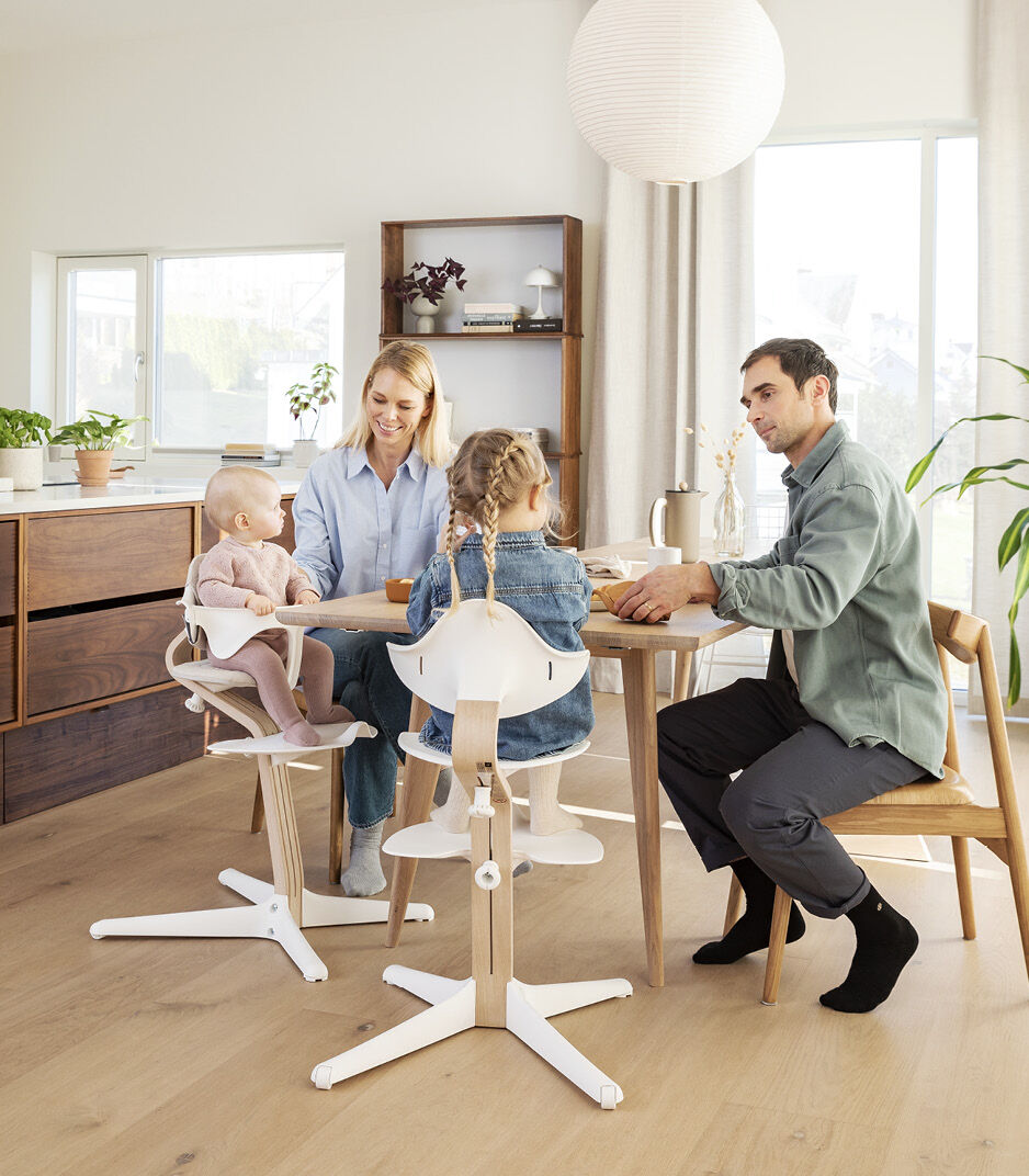 Stokke® Nomi® Chair and High Chair. Natural/White.