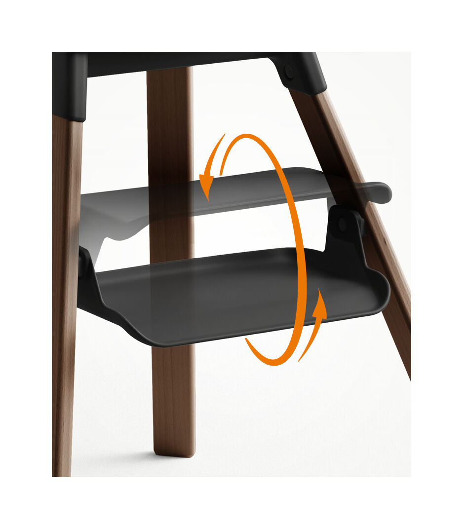 Stokke® Clikk™ High Chair Warm Brown / Black. Detail, footrest rotation. galery image 6